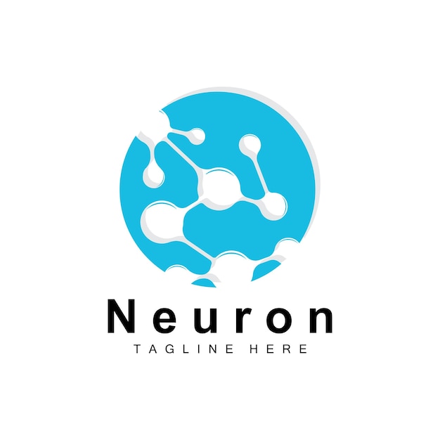 Neuron logo design vector ilustración de células nerviosas marca de salud de adn molecular