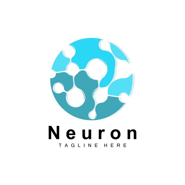 Neuron Logo Design Vector ilustración de células nerviosas Marca de salud de ADN molecular