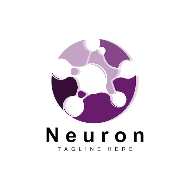 Neuron Logo Design Vector ilustración de células nerviosas Marca de salud de ADN molecular
