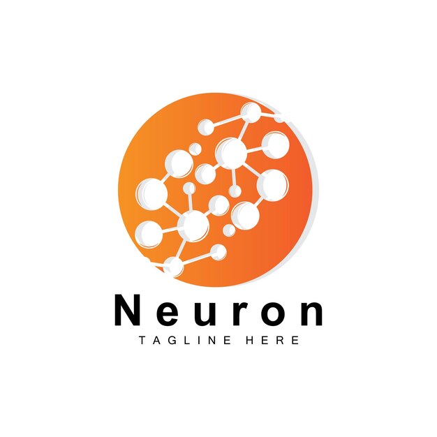 Neuron Logo Design Vector ilustración de células nerviosas Marca de salud de ADN molecular