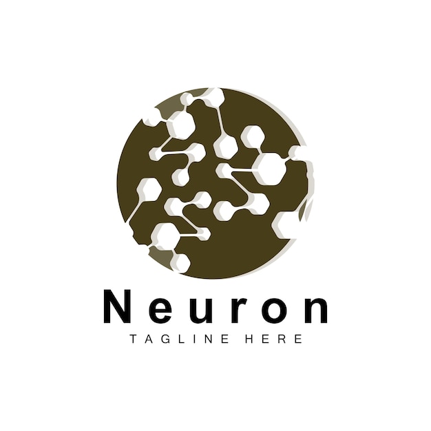 Neuron Logo Design Vector ilustración de células nerviosas Marca de salud de ADN molecular