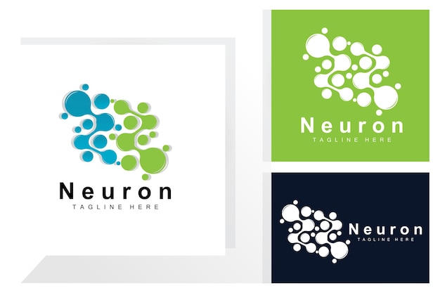 Neuron Logo Design Vector ilustración de células nerviosas Marca de salud de ADN molecular