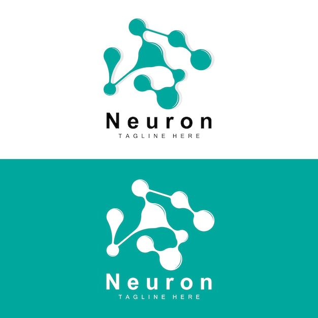Neuron Logo Design Vector ilustración de células nerviosas Marca de salud de ADN molecular