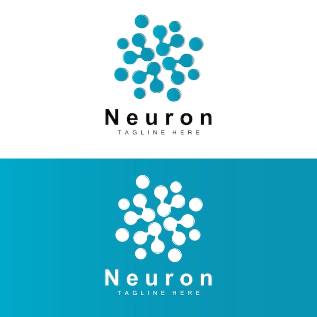 Neuron Logo Design Vector ilustración de células nerviosas Marca de salud de ADN molecular