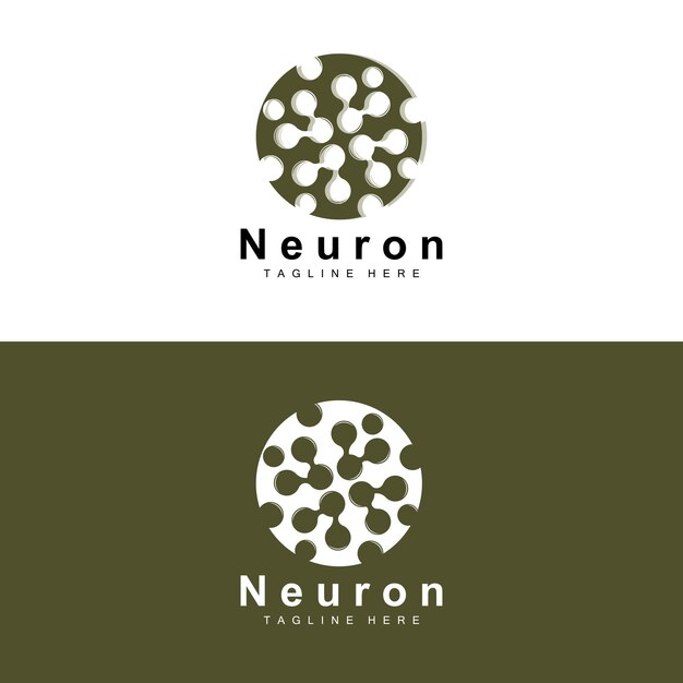 Neuron Logo Design Vector ilustración de células nerviosas Marca de salud de ADN molecular