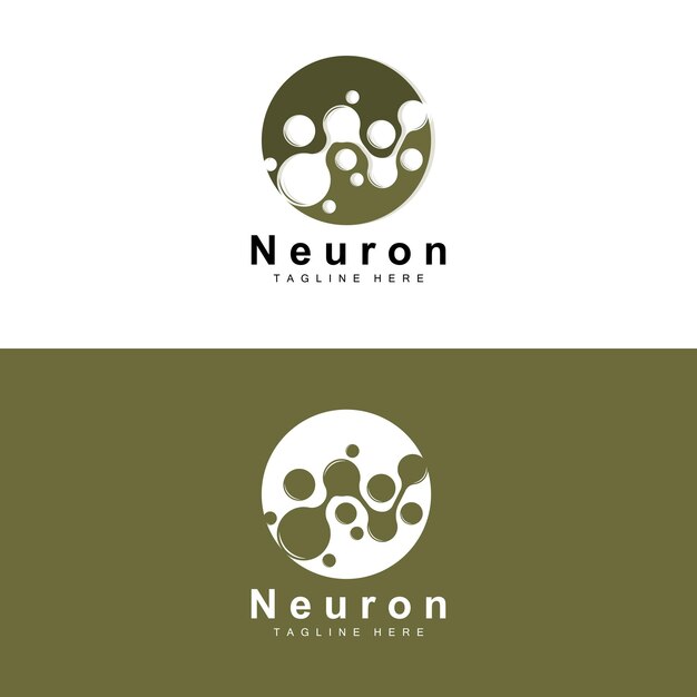 Neuron Logo Design Vector ilustración de células nerviosas Marca de salud de ADN molecular