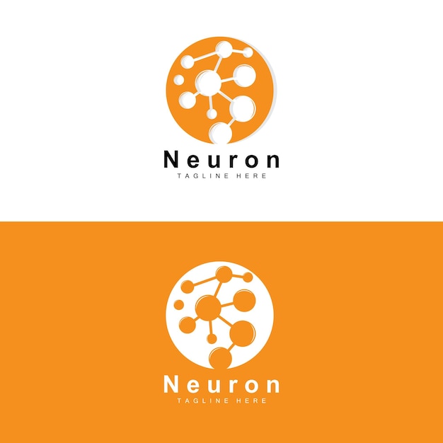 Neuron Logo Design Vector ilustración de células nerviosas Marca de salud de ADN molecular