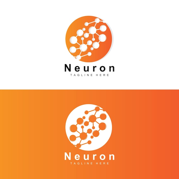 Neuron Logo Design Vector ilustración de células nerviosas Marca de salud de ADN molecular