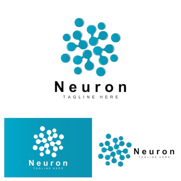 Neuron Logo Design Vector ilustración de células nerviosas Marca de salud de ADN molecular