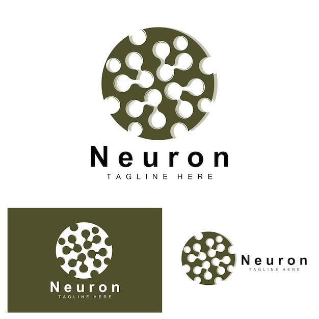 Vector neuron logo design vector ilustración de células nerviosas marca de salud de adn molecular