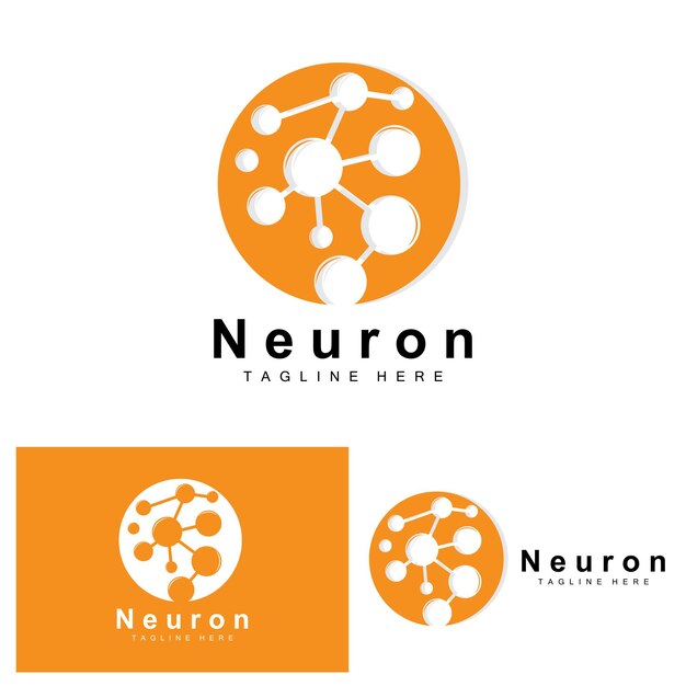 Neuron Logo Design Vector ilustración de células nerviosas Marca de salud de ADN molecular