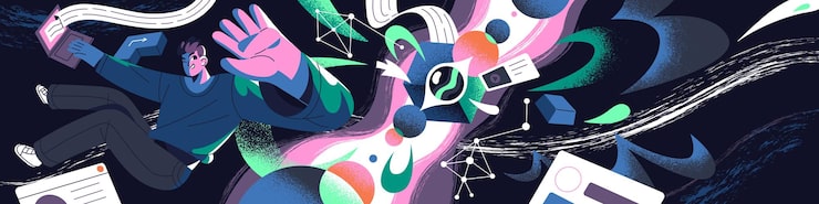 Vector neuron network concept ai technology machine learning engineering tech big data analytics process stream of information abstract background of artificial intelligence flat vector illustration