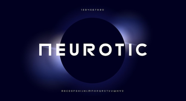 Vector neurotic un diseño de tipografía de vector de fuente minimalista moderno futurista