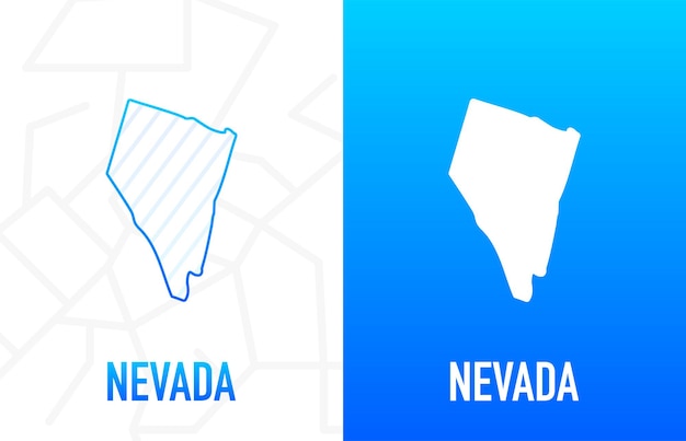 Nevada - estado de ee.uu. línea de contorno en color blanco y azul sobre fondo de dos caras. mapa de los estados unidos de américa. ilustración vectorial