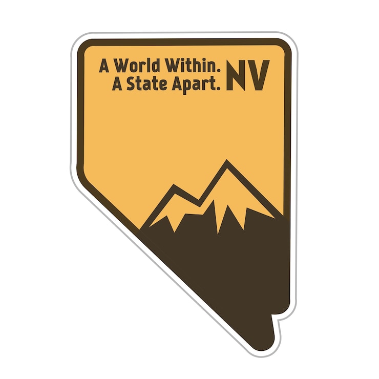 Vector nevada mountain in simple design with text a world within a state apart