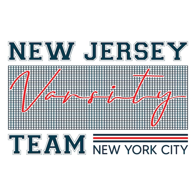 Vector new jersey varsity team diseño de camiseta de la ciudad de nueva york