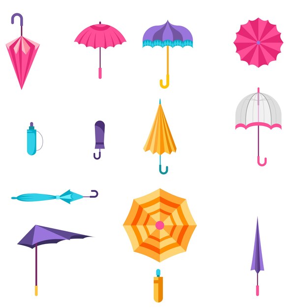 a new umbrella icons set cartoon vector rain accessory autumn storm