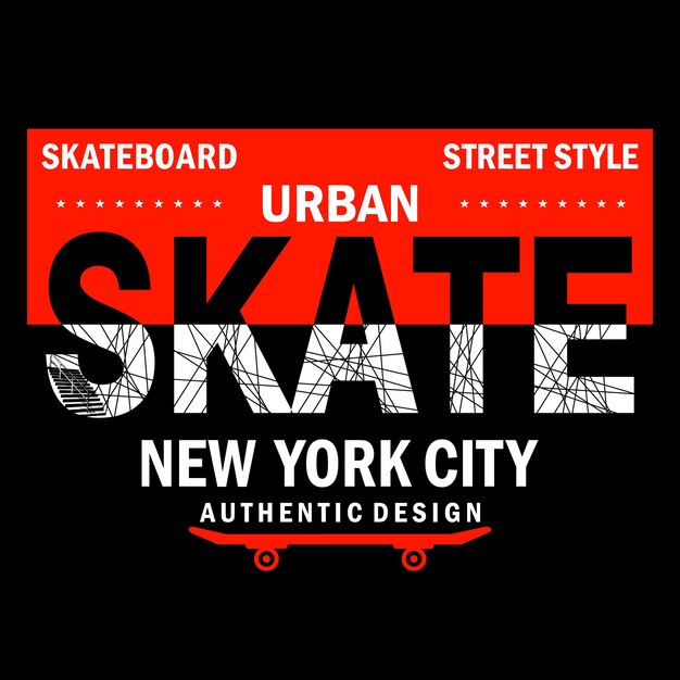 new york skate slogan tee tipografía diseño gráfico para imprimir ilustración vector art