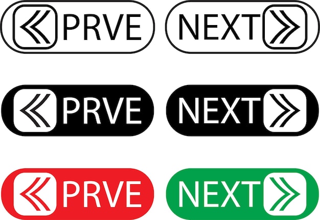 Next and previous navigation button icons with arrows for website app UI controls user interface