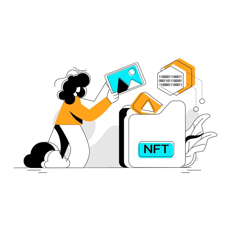 Vector nft art file flat ilustración concepto color verde amarillo negro mínimo estilo de línea moderna