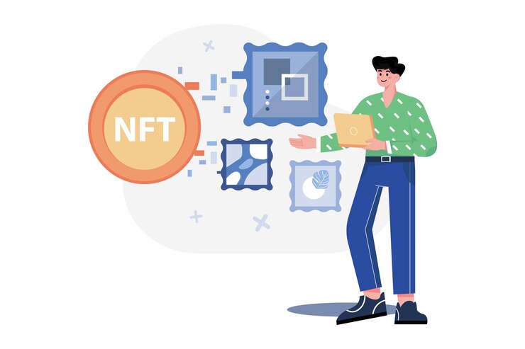 Vector nft crear concepto de ilustración de arte sobre fondo blanco
