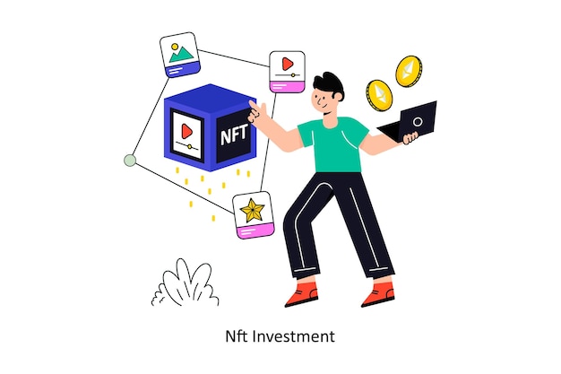 Nft inversión Estilo plano Diseño Vector ilustración Stock ilustración