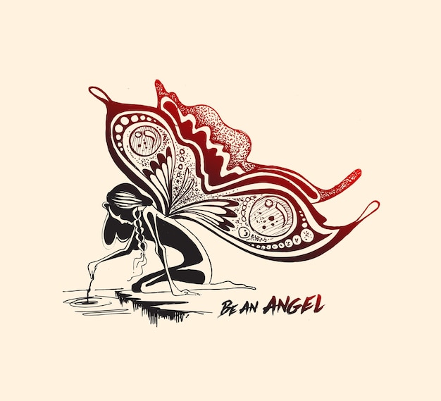 Ángel con alas de mariposa