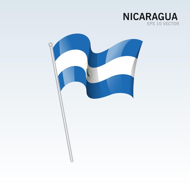 Nicaragua ondeando la bandera aislado en gris