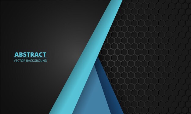Nido de abeja de fibra de carbono gris oscuro con líneas azules. Resumen de tecnología hexágono futurista moderno. Ilustración de vector EPS10.