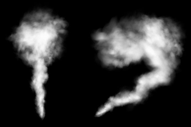 Niebla o humo aislado efecto especial transparente Fondo de vector blanco de nubosidad niebla o smog Ilustración vectorial
