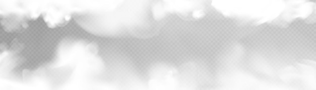 Niebla o humo aislado efecto especial transparente. Fondo de vector blanco de nubosidad, niebla o smog