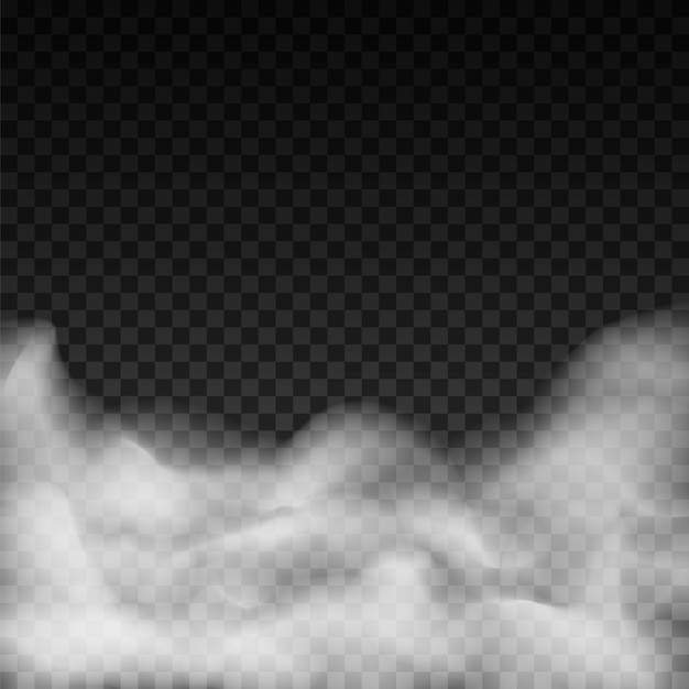 Niebla realista o humo sobre fondo transparente. Con especial efecto de humo.