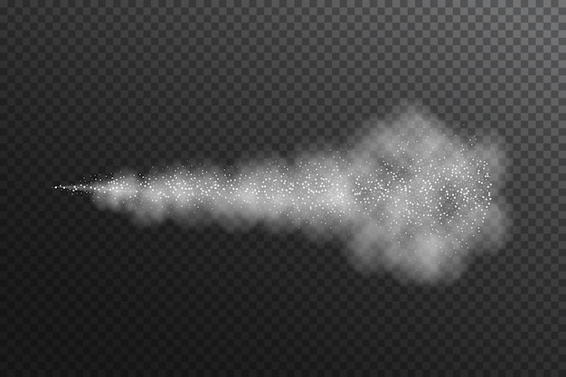 Vector niebla de vapor de agua spray de agua aireada aislada en un fondo transparente negro ilustración vectorial realista