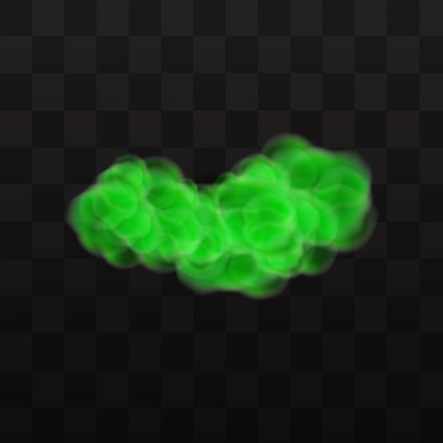 Vector niebla verde mística aterradora realista en la noche efecto de humo y polvo de gas venenoso púrpura de halloween