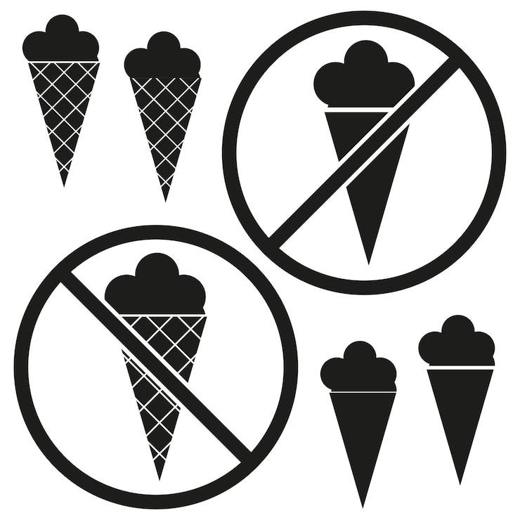Vector se niegan los conos de helado signo sin símbolo de postre