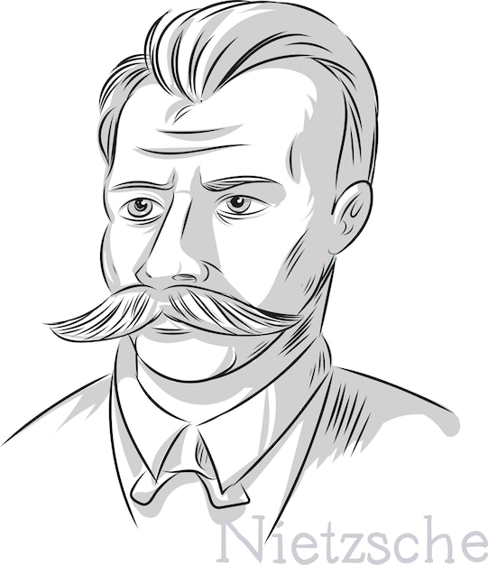 Nietzsche Filósofo Arte de líneas dibujadas a mano Ilustración de retrato