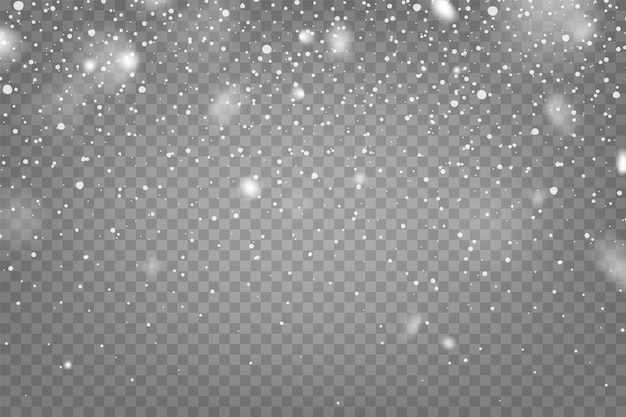 La nieve cae realista con copos de nieve y nubes invierno trasfondo transparente para Navidad o nuevo