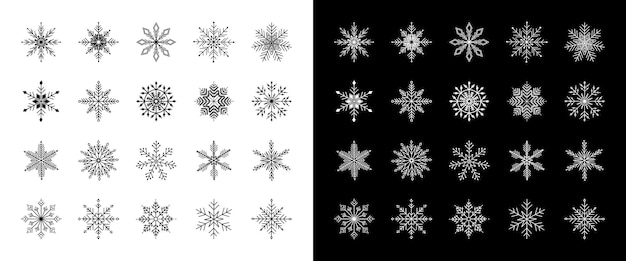 Nieve Copo de nieve iconos vectoriales Plantilla de copos de nieve Copo de nieve forma diferente Concepto de invierno Vector