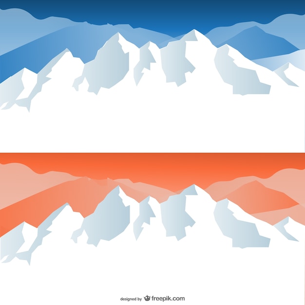 Nieve dibujos animados coronó montañas vector de material