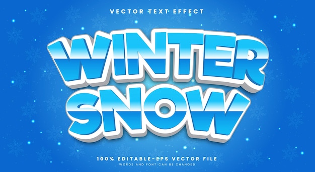 Nieve de invierno 3D plantilla de efecto de texto editable