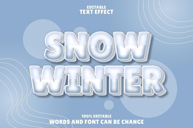 nieve invierno efecto de texto editable relieve estilo moderno