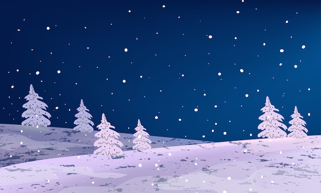 La nieve de invierno en el gradiente azul claro Ilustración del paisaje Casa de árboles Navidad Año nuevo
