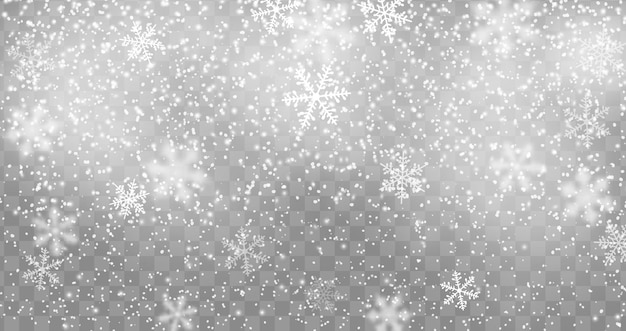 La nieve de Navidad cae con copos de nieve