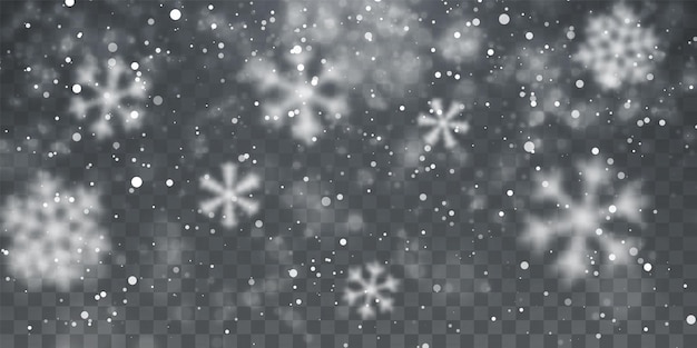 Nieve de navidad copos de nieve cayendo sobre fondo transparente ilustración de vector de nevadas