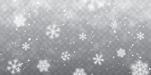 Nieve de Navidad Copos de nieve cayendo sobre fondo transparente Ilustración de Vector de nevadas