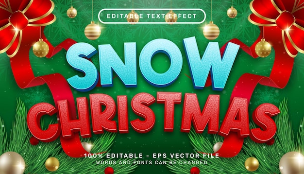 nieve navidad efecto de texto 3d y efecto de texto editable con fondo de navidad