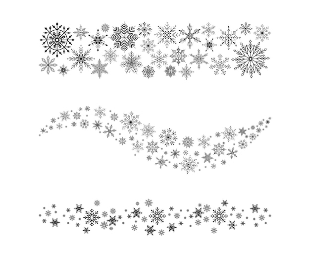 La nieve que cae los copos de nieve negros los copo de nieve que vuelan el color editable