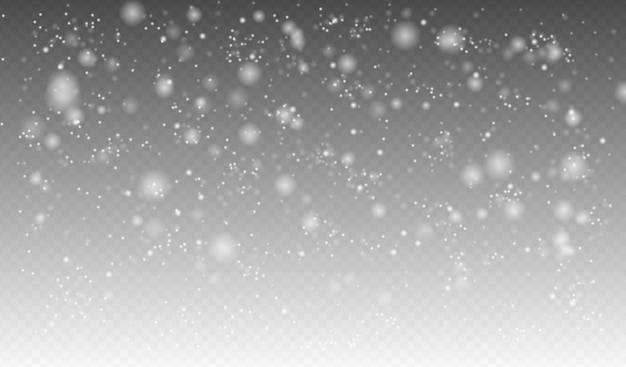 Nieve que cae realista, copos de nieve en diferentes formas y formas, clima invernal