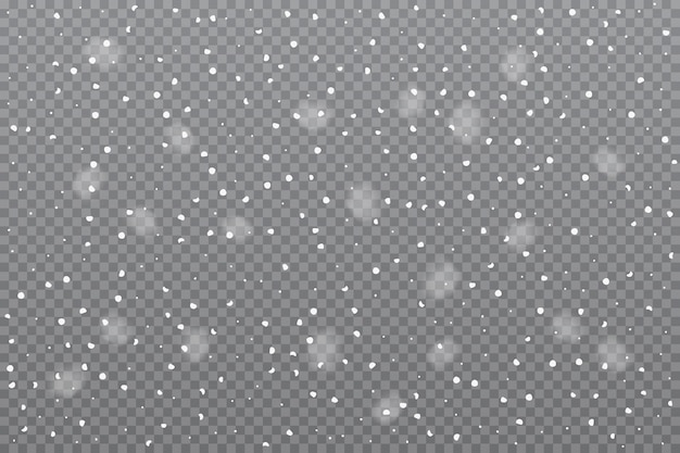 Nieve que cae realista sobre fondo transparente