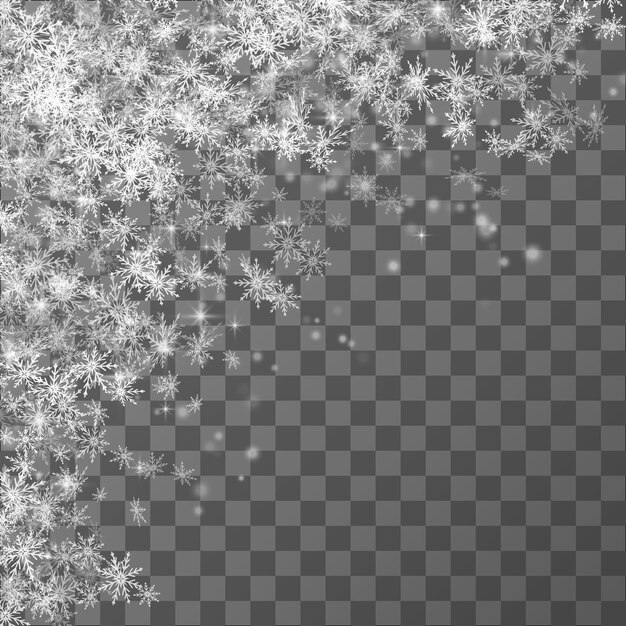 Nieve que cae sobre un fondo transparente Ilustración vectorial 10 EPS Fondo abstracto de copo de nieve Caída de nieve